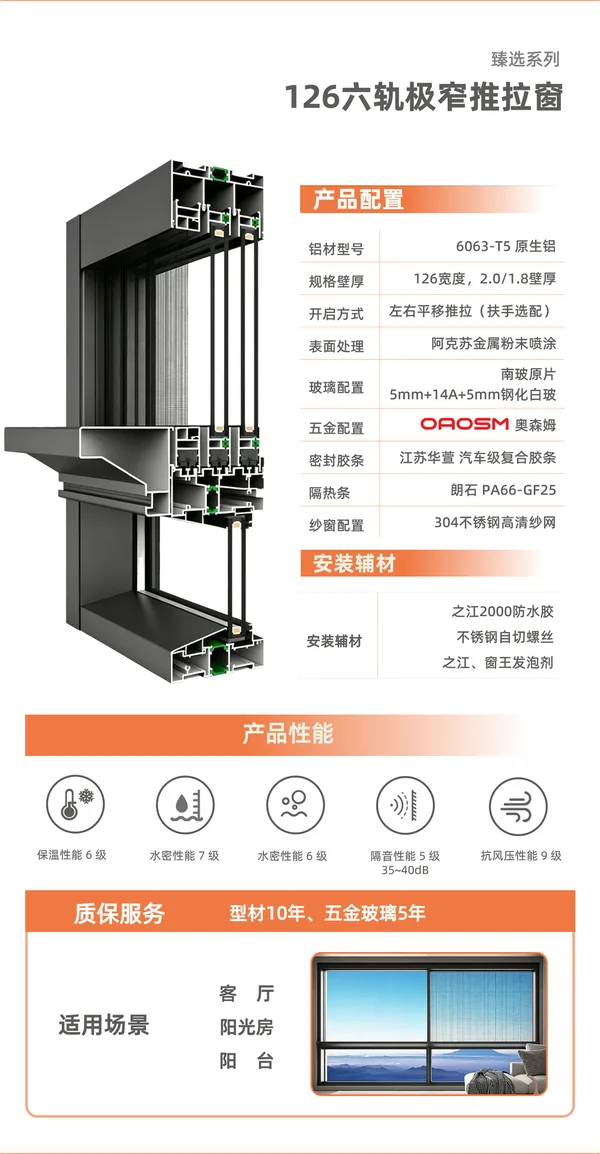 126 六轨推拉窗